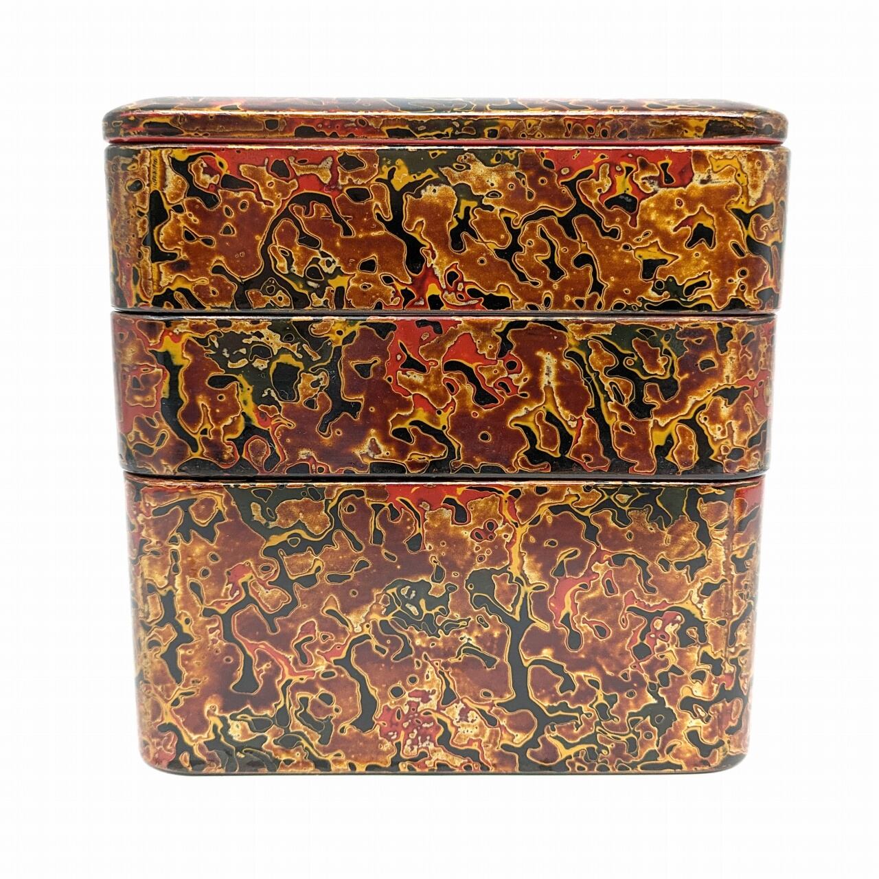 津軽塗（唐塗）バカ塗り・ミニ重箱・弁当箱・漆器・No.240425-14・梱包