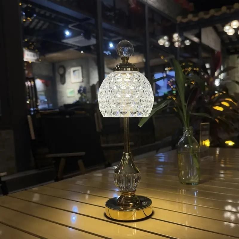 クリスタルテーブルランプ 卓上 照明 水晶ガラス 無段階調光 LEDタッチ