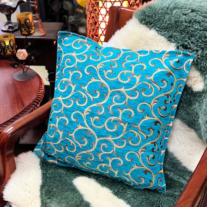 キリム クッションカバー ペルシャ トルコ 冬用 水色 青 正方形 厚手