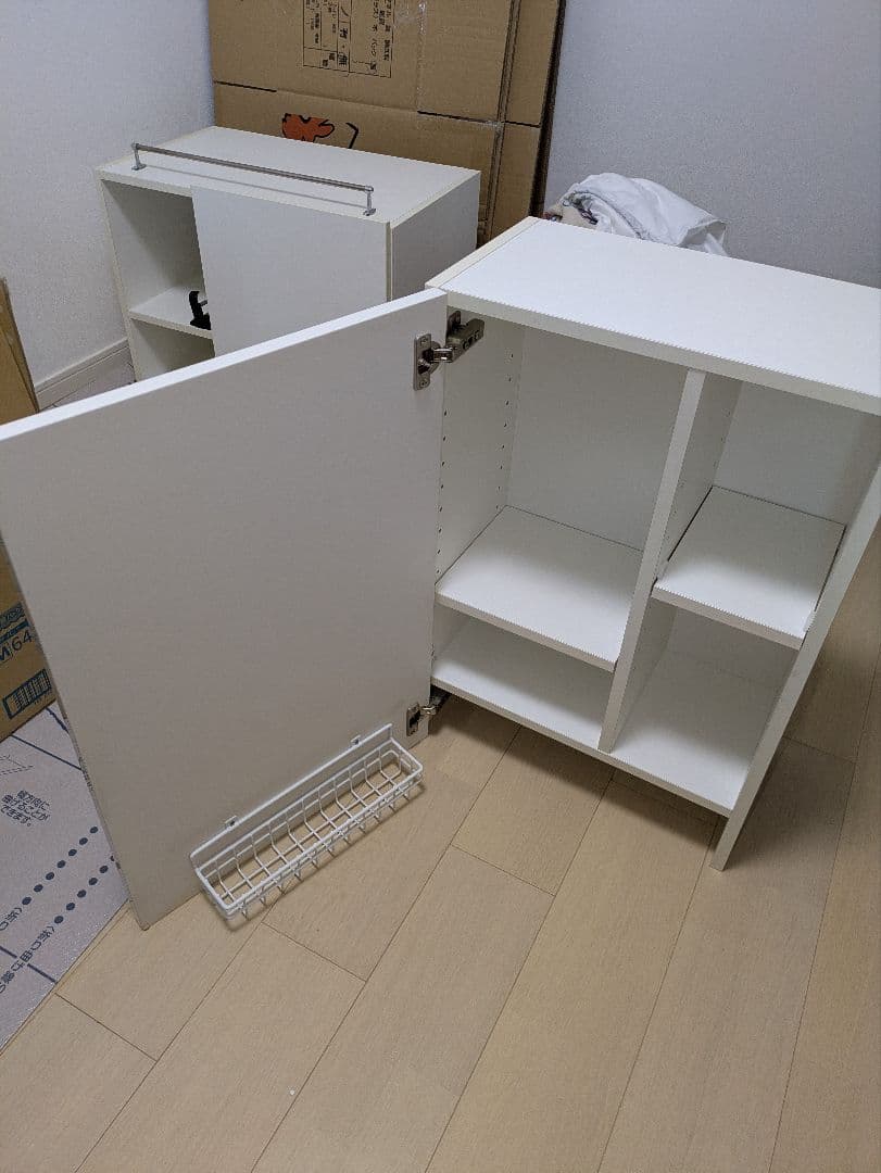 ホワイト木製ラック 吊戸棚 可動棚 東谷 オープンラック 幅54 木 連結 組み合わせ リビング 完成品 白