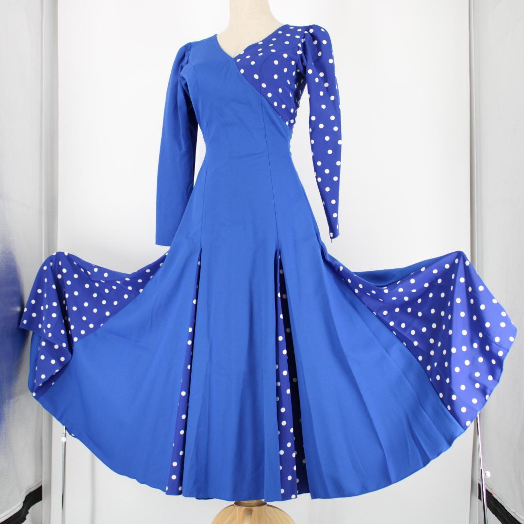 【美品 日本製 フラメンコ衣装】ブルー×ドット naja ワンピース ドレス 楽天市場】【送料無料】 フラメンコ衣装 青 ブルー ドット柄