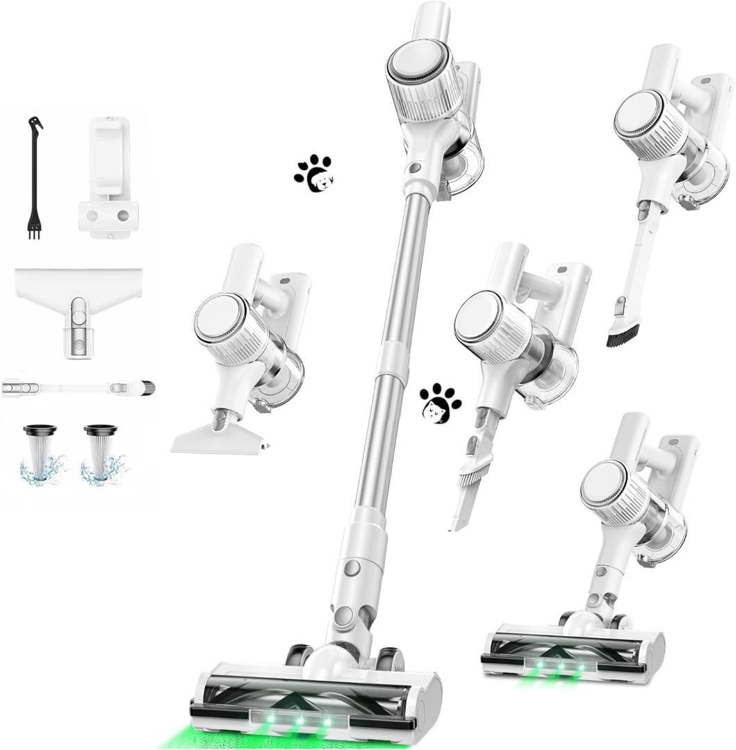 コードレス掃除機 65Kpa超強力吸引＆50分連続稼働 グリーンLEDライト 吸引力完全進化65Kpa超強力 革新版グリーンLEDライト付＆65分連続稼働