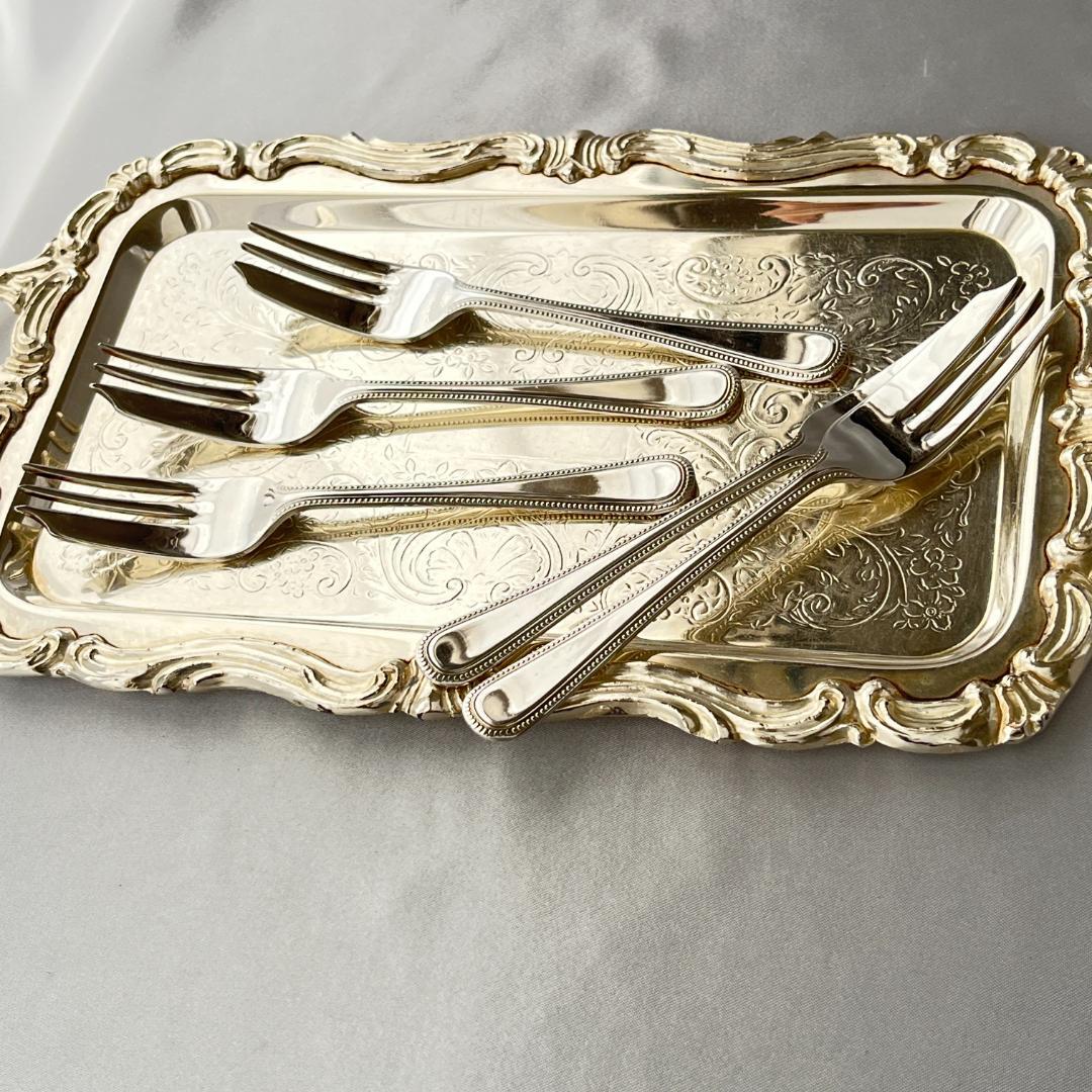 【英国】 パール ケーキフォーク 5本 エレガントな真珠モチーフ エメ EME ケーキフォーク 高級 ナポレオン アイボリー イタリア製