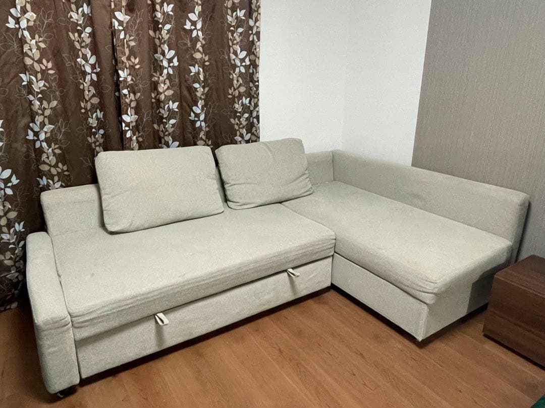 ベージュ コーナーソファ 収納付き　IKEA FRIHETEN 直接引取限定】 IKEA FRIHETEN コーナーソファベッド 収納付き - メルカリ