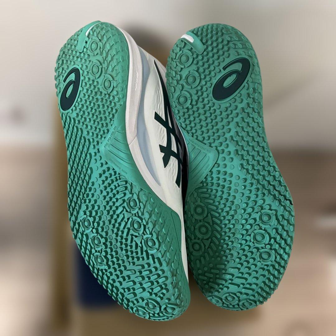 ASICS テニスシューズ 28.5cm ホワイト/グリーン